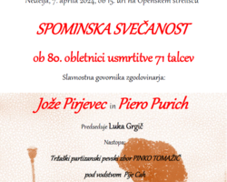 Spominska svečanost za 71 talcev 
