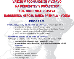 100. obletnica rojstva narodnega heroja Janka Premrla – Vojka