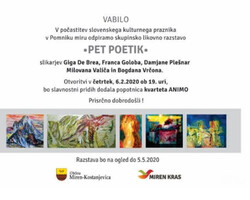 Vabilo na otvoritev likovne razstave "Pet poetik"
