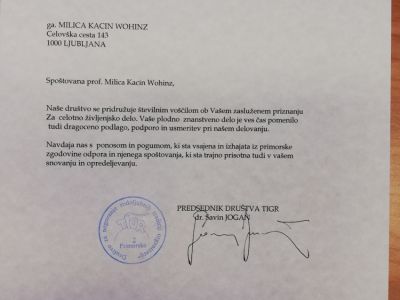 DR. MILICA KACIN WOHINZ JE PREJELA ZOISOVO NAGRADO ZA ŽIVLJENJSKO DELO 