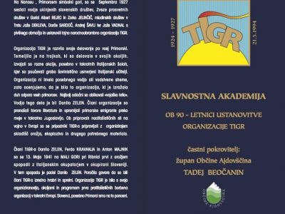SLAVNOSTNA AKADEMIJA OB 90. OBLETNICI USTANOVITVE ORGANIZACIJE TIGR
