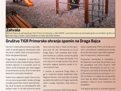 Članek ob 50. obletnici šole v Vipavi in odkritju kipa Draga Bajca