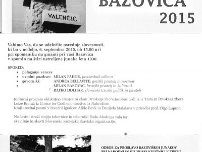Vabilo Bazovica 2015, 6. 9. 2015