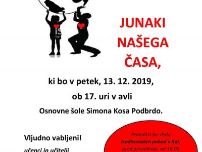 Vabilo na prireditev Junaki našega časa