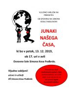 Vabilo na prireditev Junaki našega časa