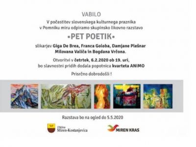 Vabilo na otvoritev likovne razstave "Pet poetik"
