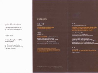 SLOVESNOST V POČASTITEV 70. OBLETNICE PRIKLJUČITVE PRIMORSKE K MATIČNI DOMOVINI 