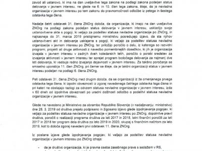 PRIDOBILI STATUS NEVLADNE ORGANIZACIJE, KI DELUJE V JAVNEM INTERESU