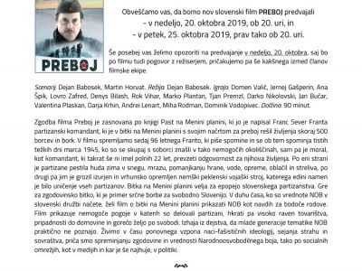 Predvajanje filma Preboj